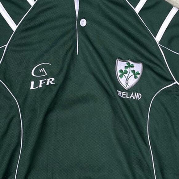 Ireland Rugby Jersey Polo Shirt Green White LFR Lansdowne Crest Youth 9-11 - Picture 3 of 6